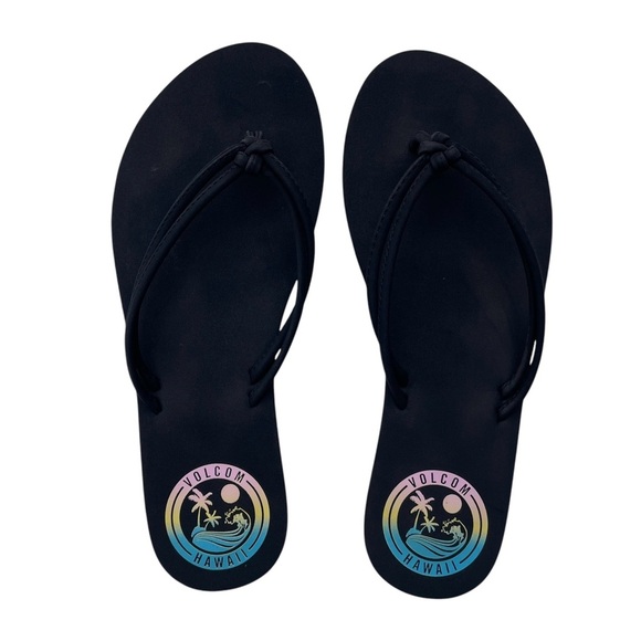 Volcom flip-flops sandals slippers beach shoes casual black soft women’s 9 NEW - Picture 1 of 5